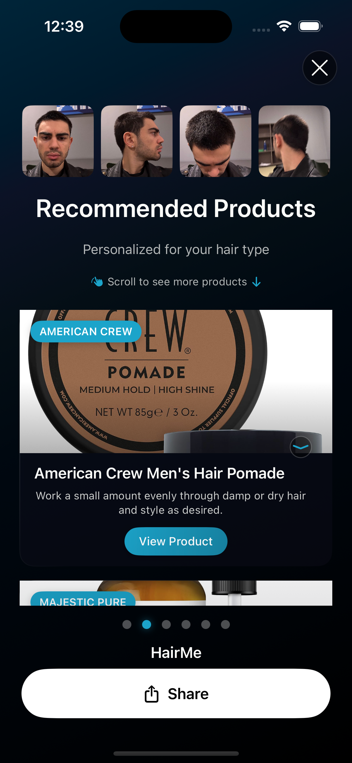 HairMe App - Products Screen